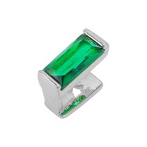 Unique Bargains 1 Pc Fake Grills Hip Hop Square Zirconia Teeth Grillz Silver Tone Green