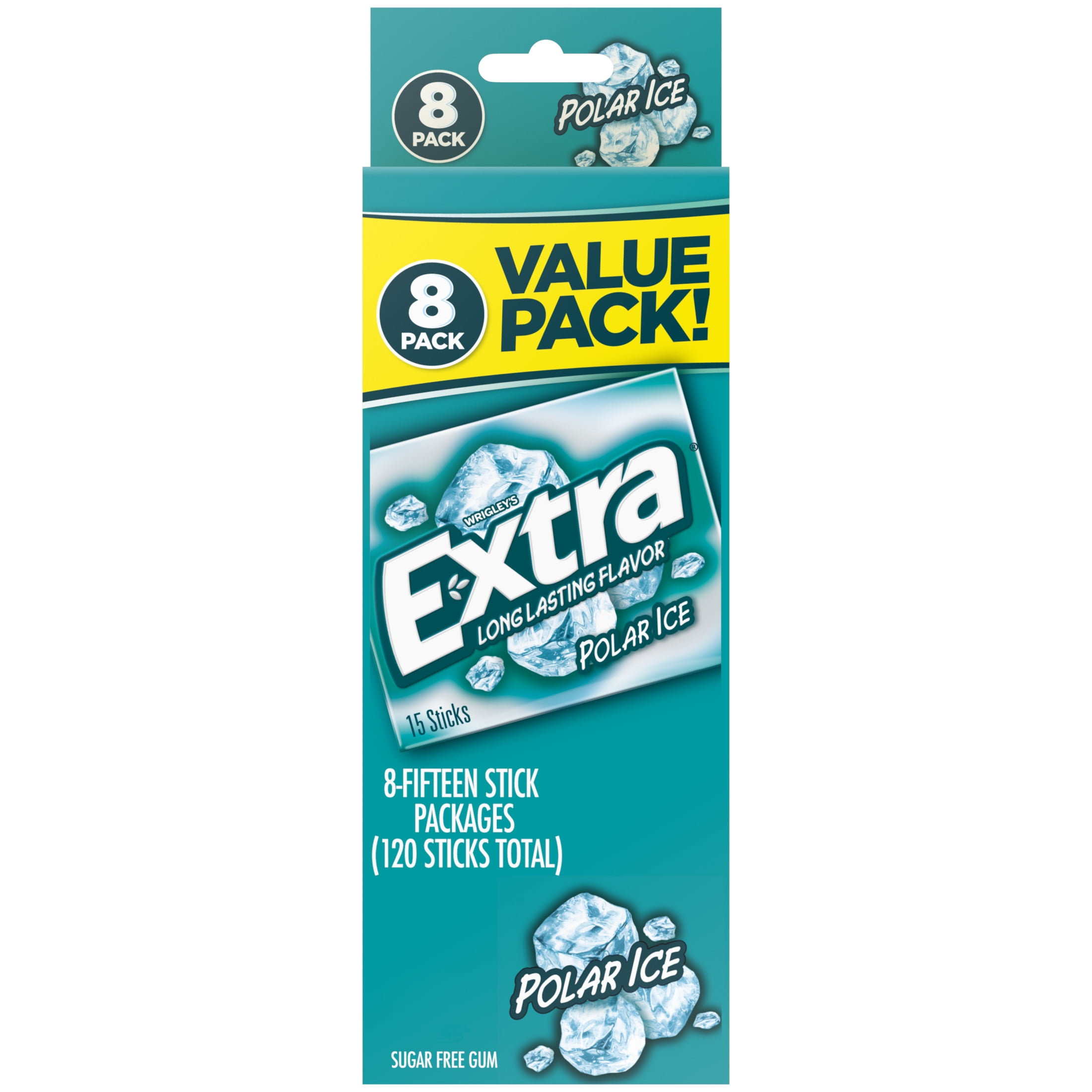 Extra Sugarless Mint Peppermint Chewing Gum - 15 Count (8 Pack
