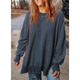 thumbnail image 4 of QWZNDZGR Womens Sweatshirt Casual Long Sleeve Crewneck Lightweight Pullover Tops Loose Sweatshirts, 4 of 5