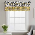 thumbnail image 2 of Sunflowers Cow Window Valance for Kitchen, Retro Country Floral Fence Black White Cow Texture Rod Pocket Short Curtain for Small Windows, Light Filtering Decorative Valance, 54 x 18 Inch, 1 Panel, 2 of 9