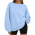 thumbnail image 2 of dGslk Women's Oversized Crewneck Sweatshirt Long Sleeve Pullover Soft Loose Fit Casual Solid Color Top for Fall Winter Sky Blue 2XL, 2 of 4