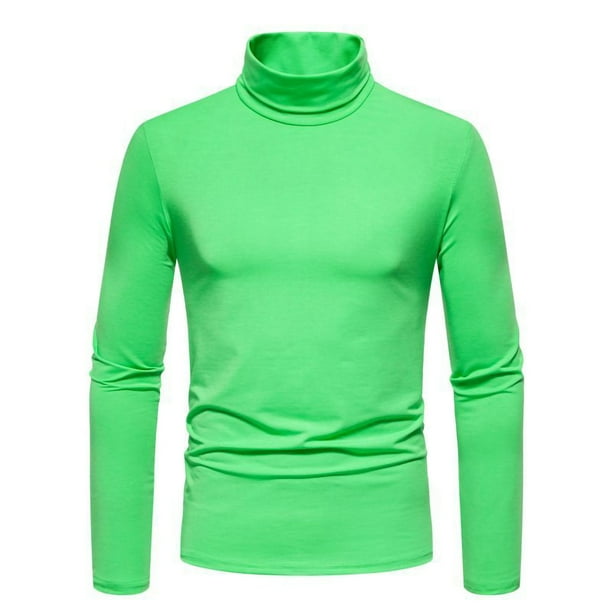 pstuiky camisa de manga larga para hombre, Camiseta informal de color liso para hombre, cuello alto, manga larga, base, manga larga, cuello alto camisetas de hombre s