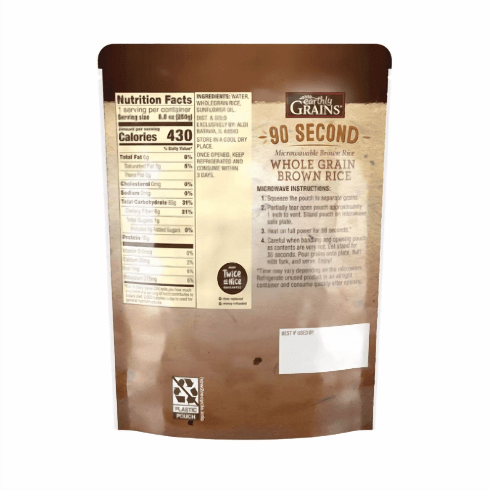 Earthly Grains 90 Second Whole Grain Brown Rice, 6 pcs,8.8oz