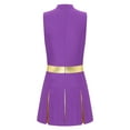 thumbnail image 4 of inhzoy Women's Cheerleading Uniforms Metallic Cheer Leader Pleated Leotard Dress Purple L, 4 of 7