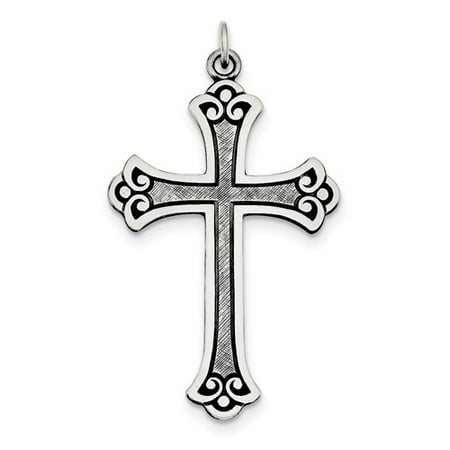 Sterling Silver Engravable Antiqued Cross Pendant