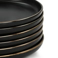 thumbnail image 3 of Elama Paul 6 Piece Stoneware Dinner Plate Set in Matt Black with Gold Rim, 3 of 6