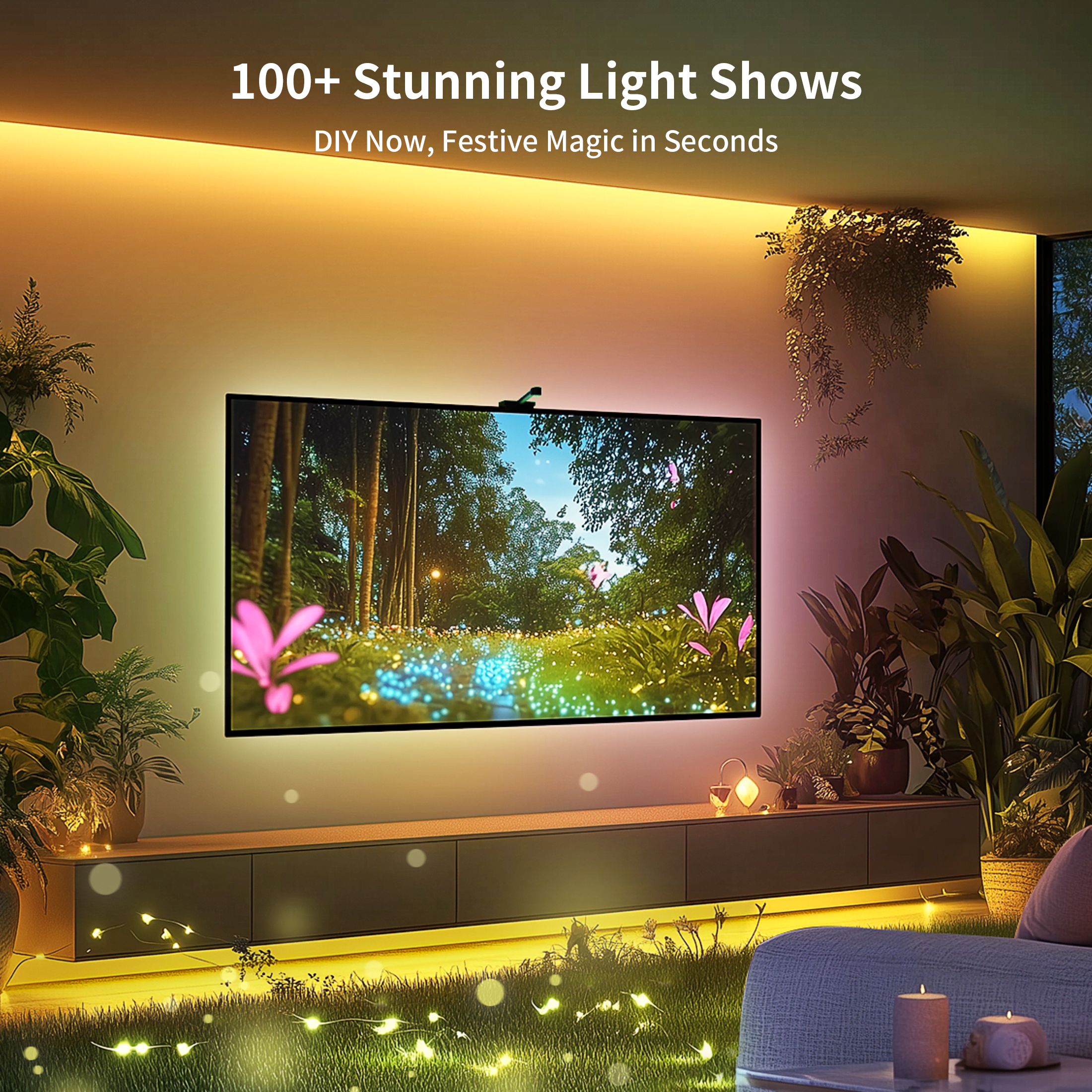 Ailofy Smart LED Backlight with Camera for 40-50 inch Screens, 7.87ft LED Strip Lights Sync to Screen & Music, Color Changing Lights Work with Alexa & Google Assistant, App Control