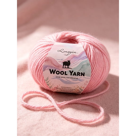 2 Balls Wool Yarn, Merino Wool Blend Fingering Weight Yarn, Soft Knitting Yarn for Crochet Weaving Scarf Hat Sweater Craft Projects, Knitting Crochet Craft Skein, Pink