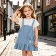 thumbnail image 6 of Amidoa Girls Summer Dresses Short Sleeve Solid Color A-Line Dresses Casual Kids Sundress Black Size 18, 6 of 8