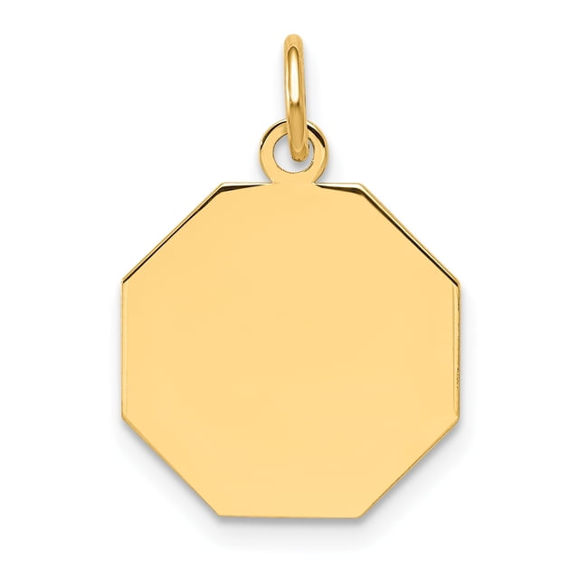 14k Yellow Gold .027 Gauge Engravable Octagonal Disc Necklace Pendant Charm