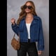 thumbnail image 5 of Gabardina Vaquera Cruzada para Mujer, Estilo Vintage, con Cuello Entallado, para Oficina, con Cinturón en los Puños Azul Oscuro L, 5 of 9