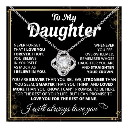 Daughter Necklace From Dad, Daughter From Dad, Anniversary Graduation Birthday Daughters From Mom, Meaningful Daughters With Message Card And Box #1092, White Love Knot Necklace