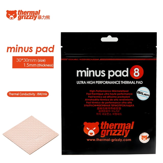 Thermal Grizzly Minus Pad 8 Thermal Pad Multi-Size 8.0W/MK For Computer CPU/GPU Cooler Heat Dissipation Silicone Pad 30x30x1.5mm