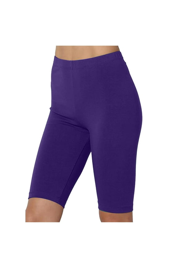 Athletica Women's Shorts Trendy Casual Yoga Leggings Fitness Running Gym Sports Active Pants Solid Color Pants Comfortable Pants Purple-A S