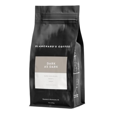 Blanchard's Coffee Dark as Dark Whole Bean 12oz Bag Caffeinated Coffee