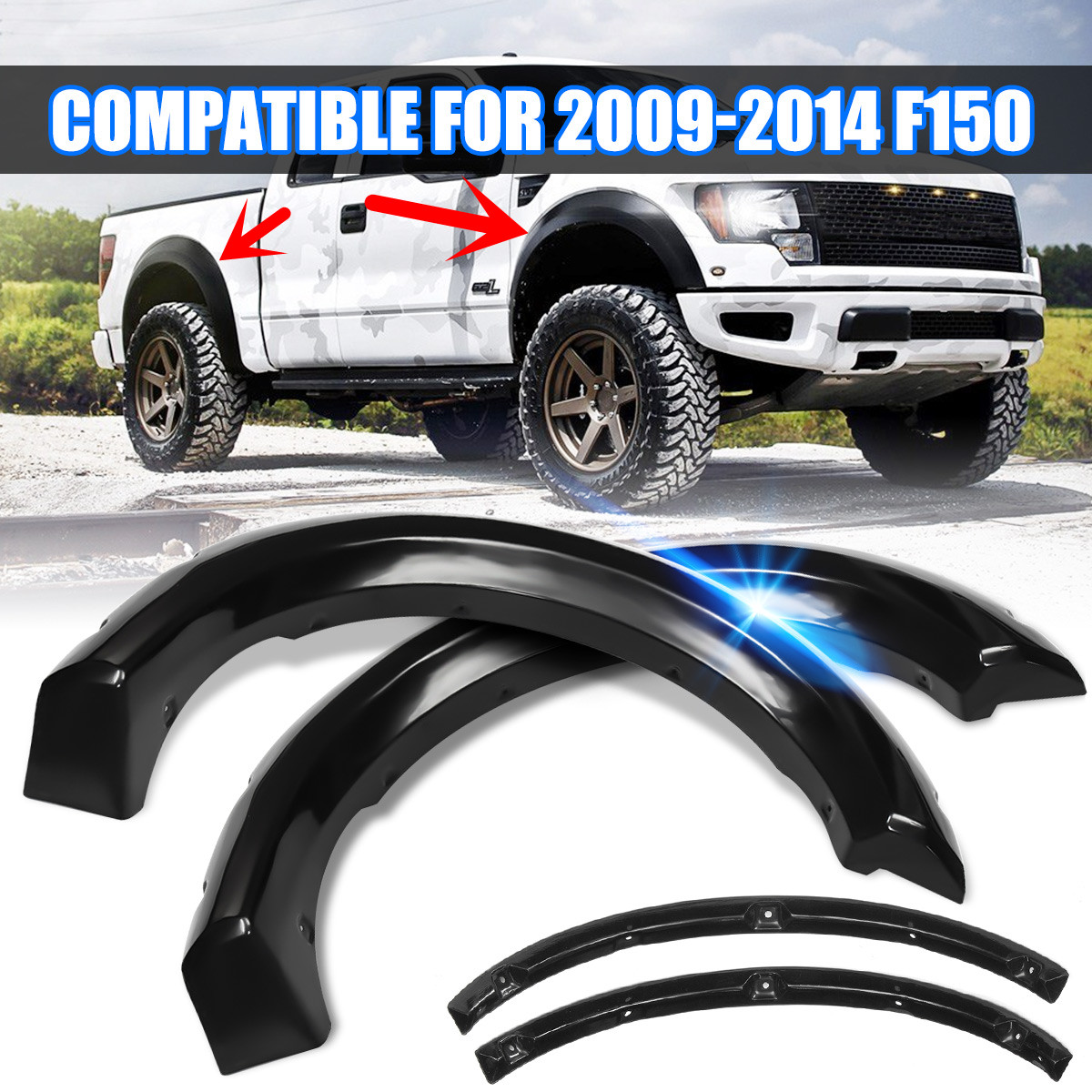 4Pcs/Set Wheel Brow Cover Wheel Fenders Fits For Ford F150 0914 Fender