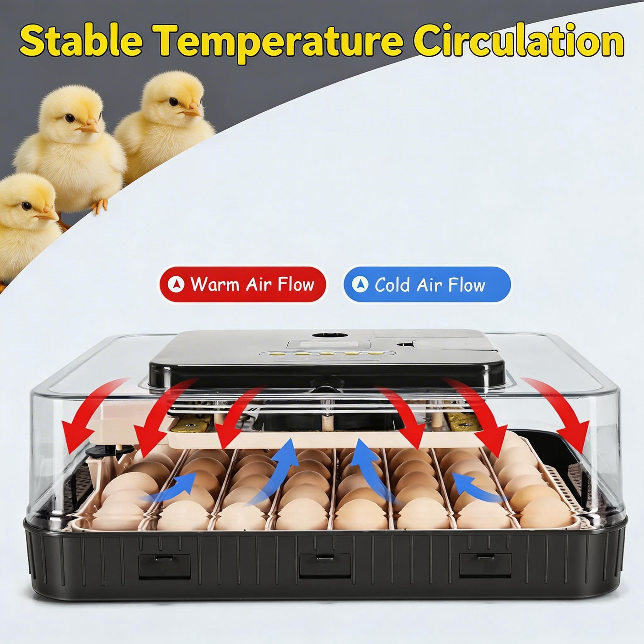 Adnoom 56 Egg Incubator Chicken Incubators for Hatching Eggs with Automatic Egg Turner and Humidity Temp Control, Egg Hatcher Incubator with Egg Candler for Chicken Ducks Bird Quail