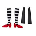 thumbnail image 5 of Halloween Planter Inserts, Coordinated Witch Leg Decorations Featuring Striped Design, Red Shoes, Greenery Placement, Tabletop Scenes and Party Displays, 5 of 9