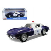 1965 Chevrolet Corvette Blue and White Police 1/18