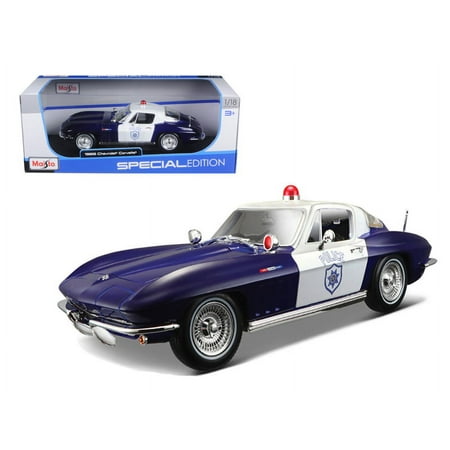 1965 Chevrolet Corvette Blue and White Police 1/18