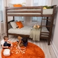 thumbnail image 2 of Max & Lily Twin over Twin Bunk Bed for Kids, Solid Wood Bunk Beds with Ladder, Walnut, 2 of 13