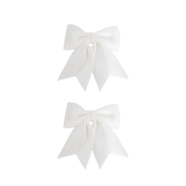 2 piezas de lazo para árbol de Navidad, adorno para árbol de Navidad, lazo decorativo para Navidad Blanco