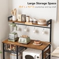 thumbnail image 4 of Kitchen Baker's Rack with Power Outlet, Industrial Microwave Stand with Storage Shelves, Coffee Bar Station with Hooks & Wire Basket, Rustic Brown, 4 of 5