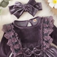 thumbnail image 5 of IDOPIP Toddler Girl Vintage Velvet Dress Wedding Christmas Party Dress Long Sleeve Fall Winter Clothes, 5 of 7