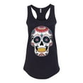 thumbnail image 2 of Wild Bobby Day Of The Dead Sugar Skull Pop Culture Women Racerback Tank Top, Black, Small, 2 of 5