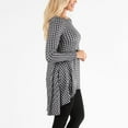 thumbnail image 2 of Howard's S/M Houndstooth Brushed Jersey Boat Neck Long Sleeve High Low Top for Women, 2 of 3