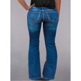 thumbnail image 4 of Vaqueros acampanados con parte inferior acampanada para mujer Vaqueros acampanados de talle altoLake BlueMedium, 4 of 5