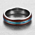 thumbnail image 5 of Vakki Hawaiian Koa Wood Tungsten Rings Blue Center Wedding Bands for Men Women 6mm, 5 of 5