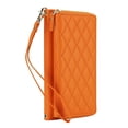 thumbnail image 2 of For Apple iPhone 17 6.3"【RFID Blocking 】Diamond Grid Wallet Case Magnetic Flip Cover 7-Card Slots Zipper Pocket With Detachable Shoulder Strap And Wrist Strap,Orange,For iPhone 17, 2 of 9