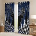thumbnail image 3 of Feelyou Wildlife Reindeer Moose Black Out Curtains, Checkered Buffalo Plaid Curtains Pack of 2 (42x63 Each), Navy Vintage Farmhouse Bedroom Curtains, Living Room Curtains Decor, 3 of 7