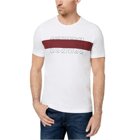 Michael Kors Mens Negative Space Graphic T-Shirt, White, XX-Large
