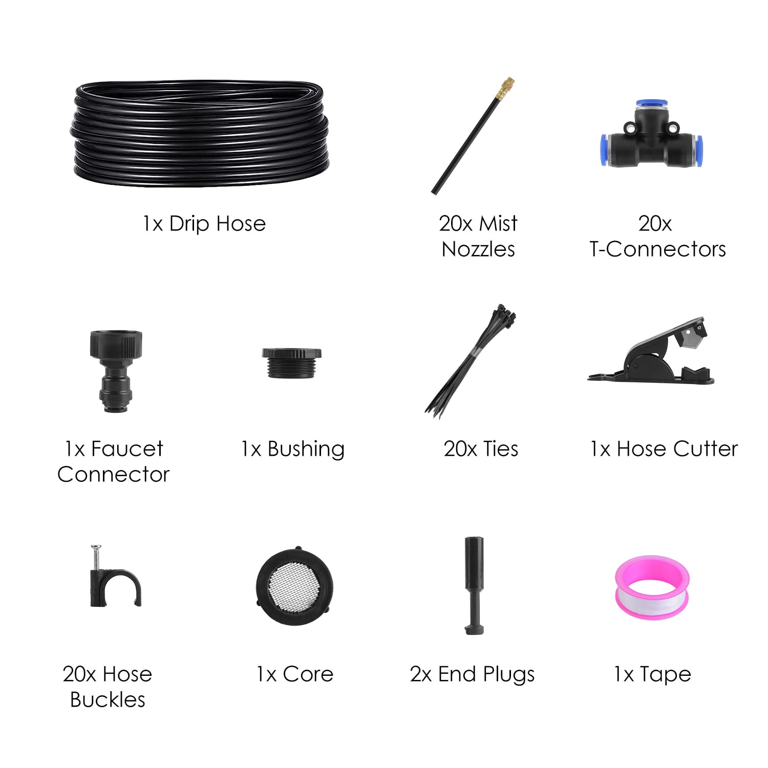 Moclever 360° Bendable Automatic Drip Irrigation System with 49ft 5/8” Tubing Hose 5/16” Faucet Connector for Greenhouse Yard Lawn