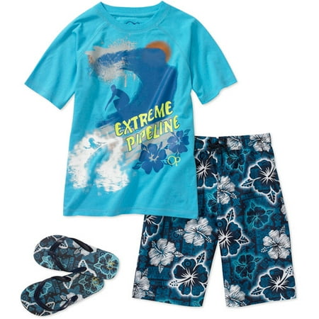 Op - Boys' Tee, Swim Shorts and Flip Flops, 3-Piece Set