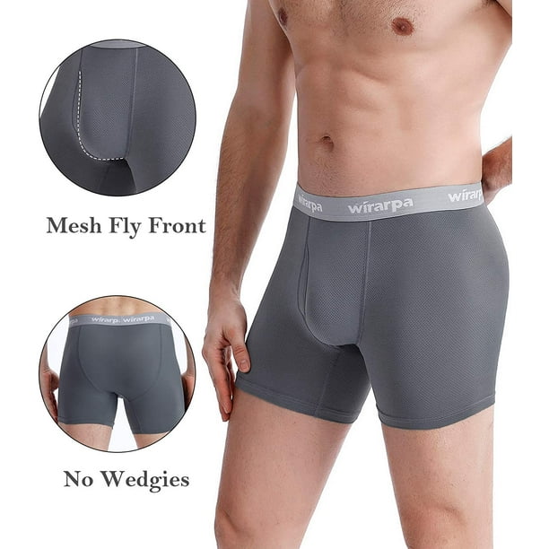 Men's Mesh Boxer Briefs Breathable Men's Stretchy Underwear Open
