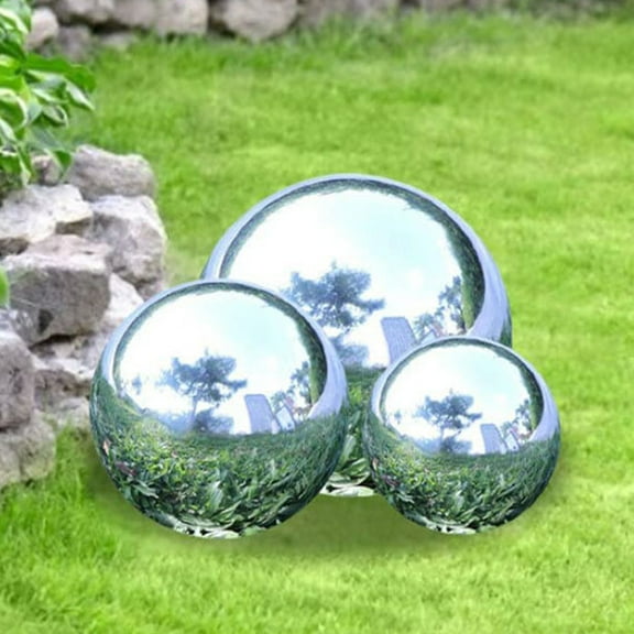 Hemobllo Reflective Gazing Globe Stainless Steel Visual Interest Garden 1Set