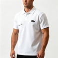 thumbnail image 4 of Men's Summer Breathable Polo Shirt, Loose Fit Short Sleeve Work Shirt with Chest Pocket and Emblem Size M-5XL White, 4 of 5
