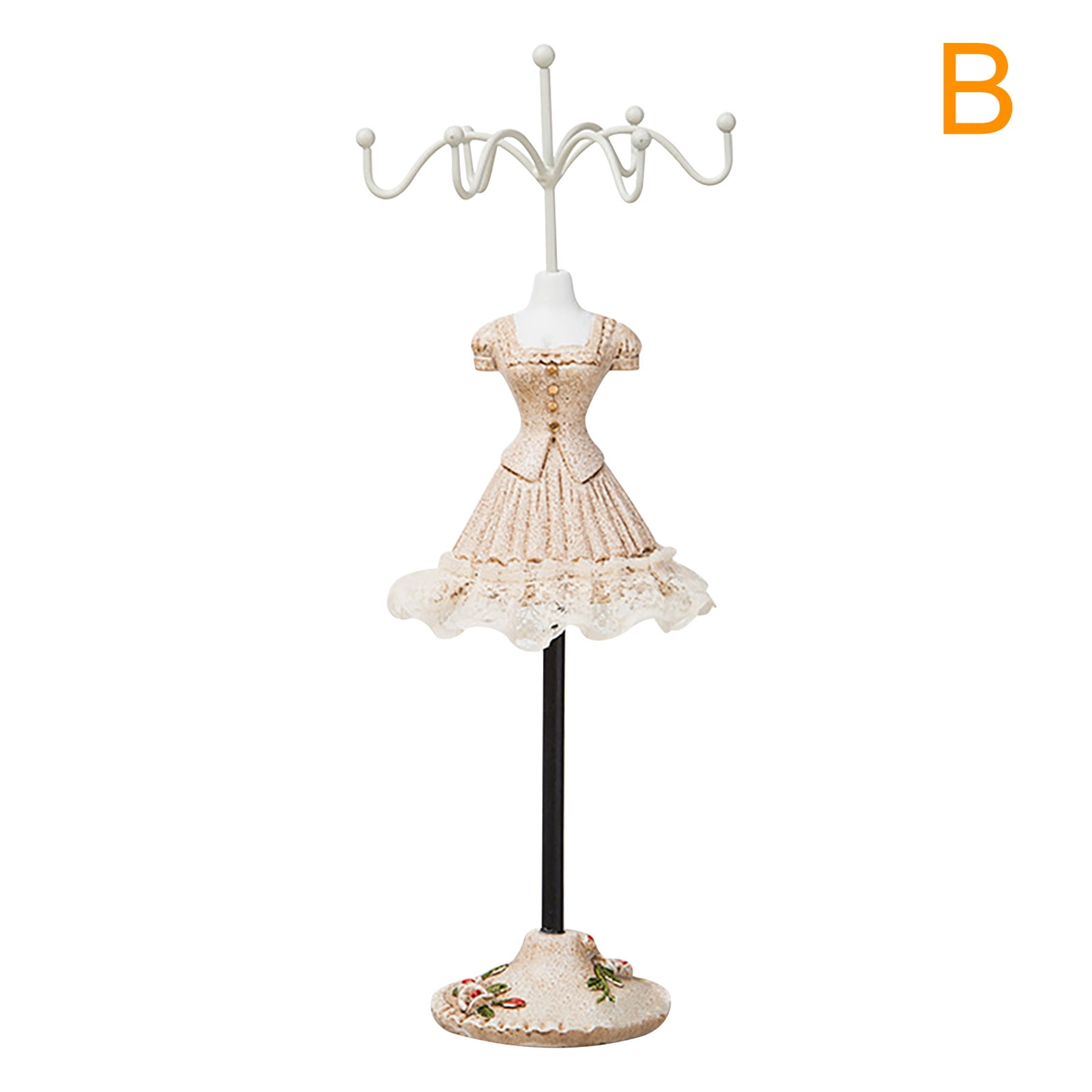 Small Lace Embroidery Mannequin Jewelry Earring Necklace Stand Display Holder 7" 