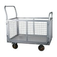 thumbnail image 5 of Platform Truck with Cage, 6-in-1 Platform Hand Truck with 6" casters, Rmovable Side, Foldable Heavy Duty Push Cart Dolly W/Swivel Wheel,1800lbs Capacity, Large Flatbed Utility Carts, 5 of 13