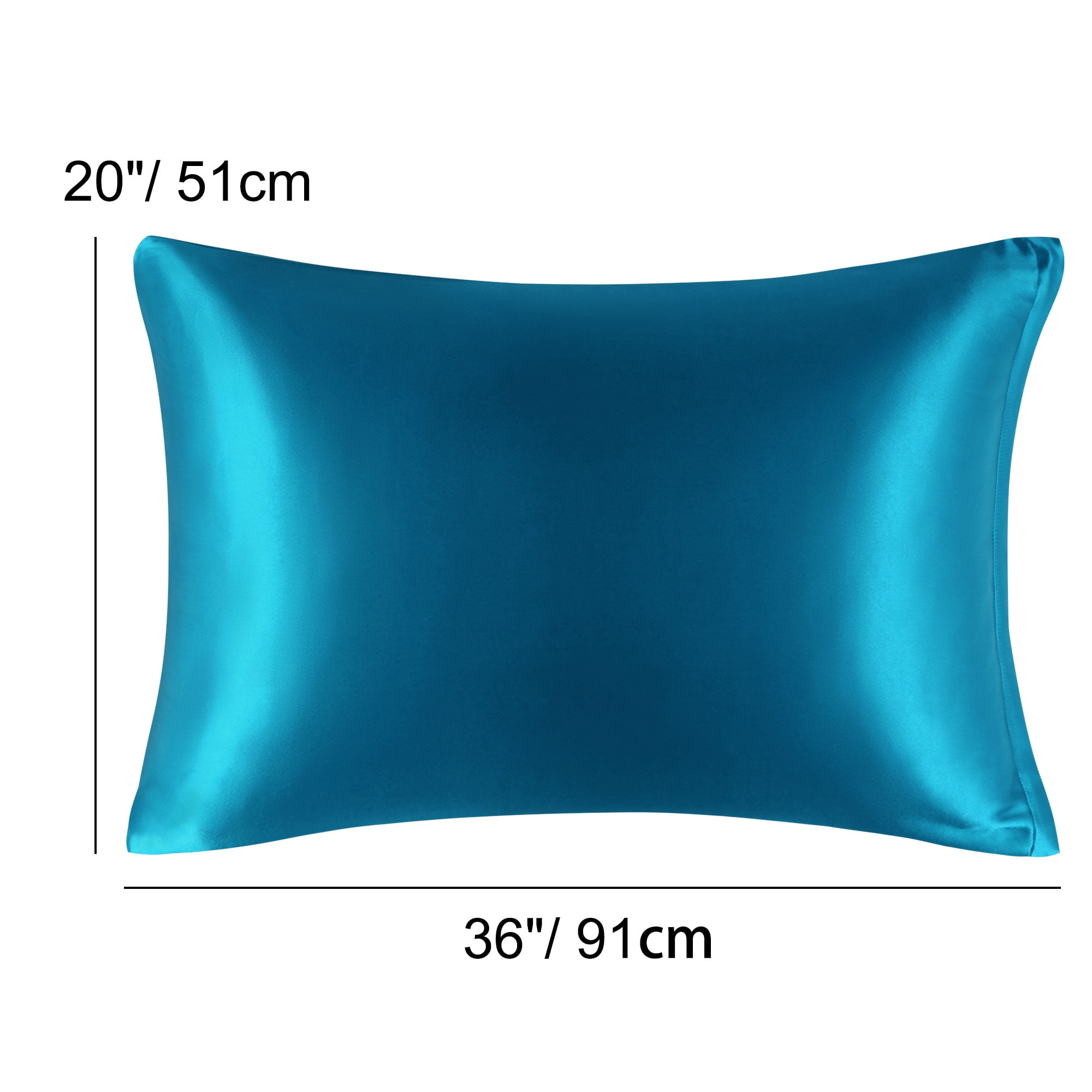 Unique Bargains Satin Set of 2 Zipper Closure Pillowcases Peacock Blue 20"x36"