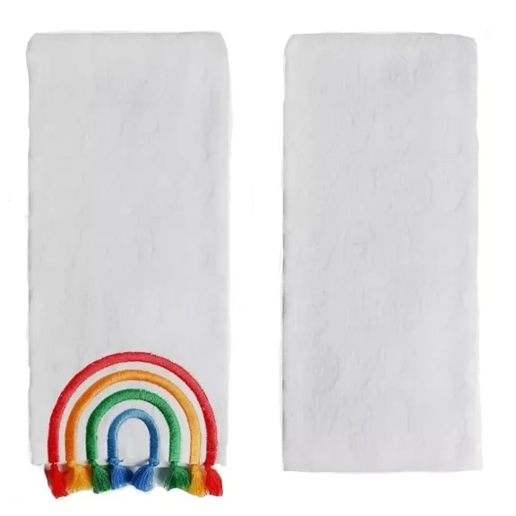 Celebrate Valentine'S Day White Monogram Cotton Plush Bath Hand Towels Rainbow