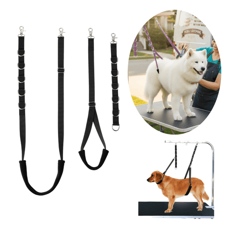 Dog Grooming Loops Supplies Pet Dog Grooming Belly Straps Belly Band Black Solf Comfrotable & Adjustable Grooming Tools for Grooming Tables Arms Ideal for Groomers (Black)