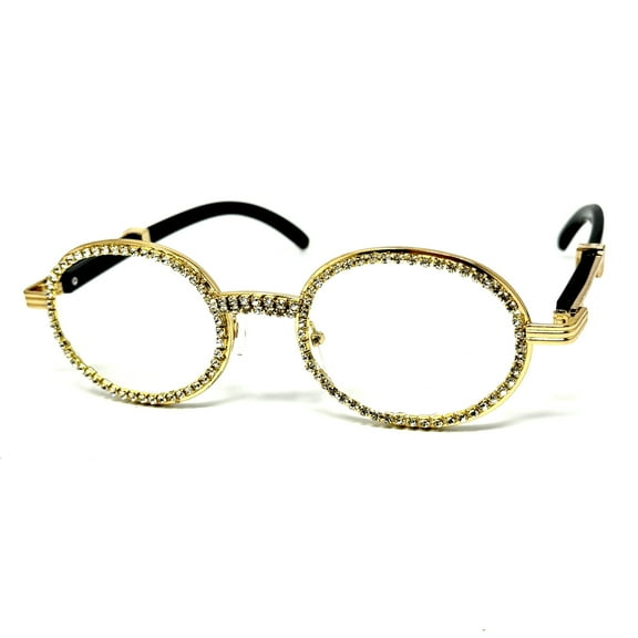 Costume Cosplay Masquerade Halloween Disco Party Clear Oval Rhinestone Sunglasses