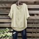 thumbnail image 2 of Sudaderas para mujer,Blusa informal de manga corta de mezcla de lino para mujer, cuello redondo, color liso, suave y cómoda para el verano, sopatenor, 2 of 8