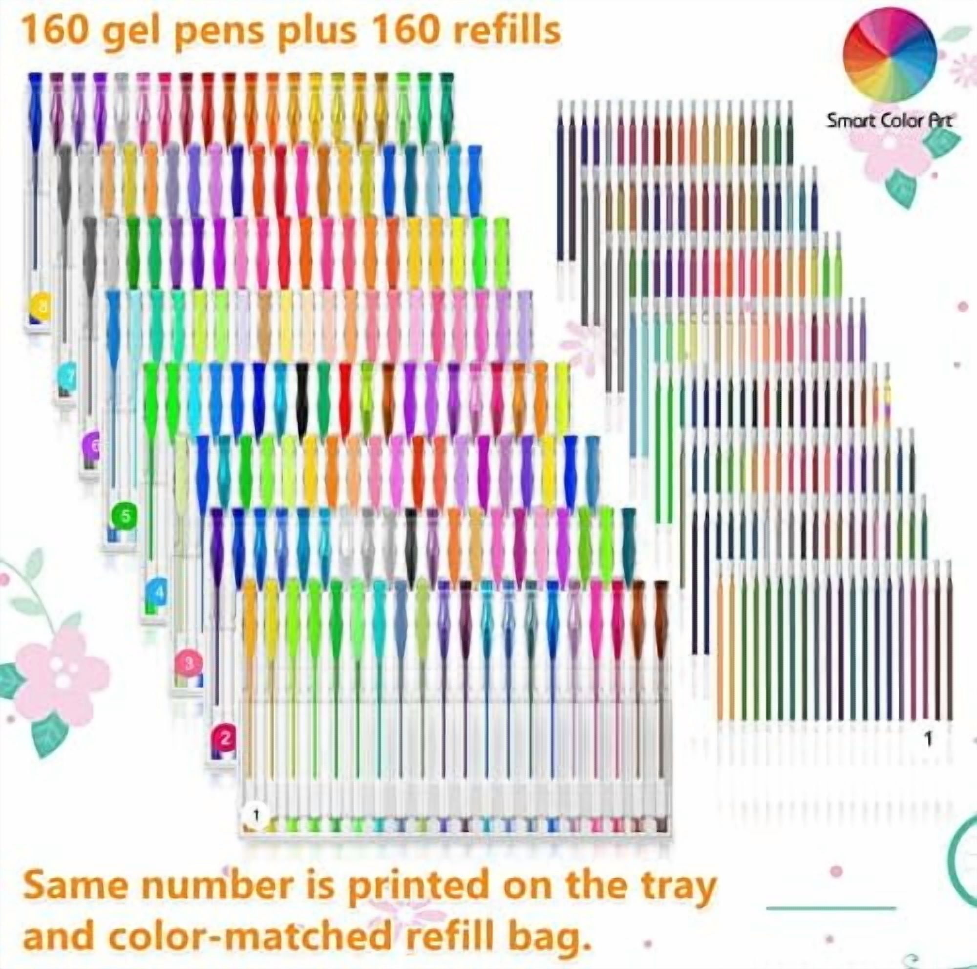 320 Pack Gel Pens Set, Tekola 160 Colors Gel Pen with 160 Refills for Adult Coloring Books Drawing Painting Writing