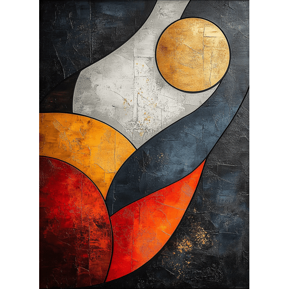 Abstract Gold Orange Red Canvas Wall Art， Perfect for Living Room， Bedroom， Office， Dining Room， and Hallway Decoration.