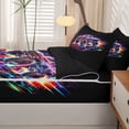 thumbnail image 5 of Manfei Monster Truck Zipper Twin Comforter Sets with Fitted Sheet and 2 Pillowcases,Neon Lights Print Zipper Bedding Set,Black,Black Reversible,4pcs, 5 of 8